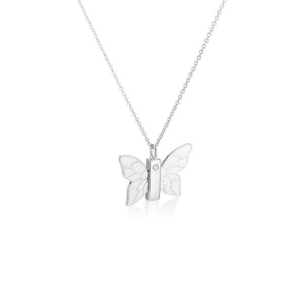 White Enamel Butterfly Pendant