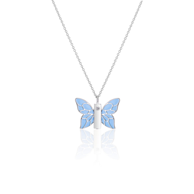Blue Ice Blue Butterfly Necklace - Shirley Matteson