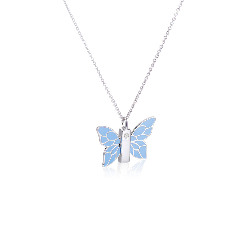Natural Swiss Blue Topaz Butterfly Necklace 14k Real Gold