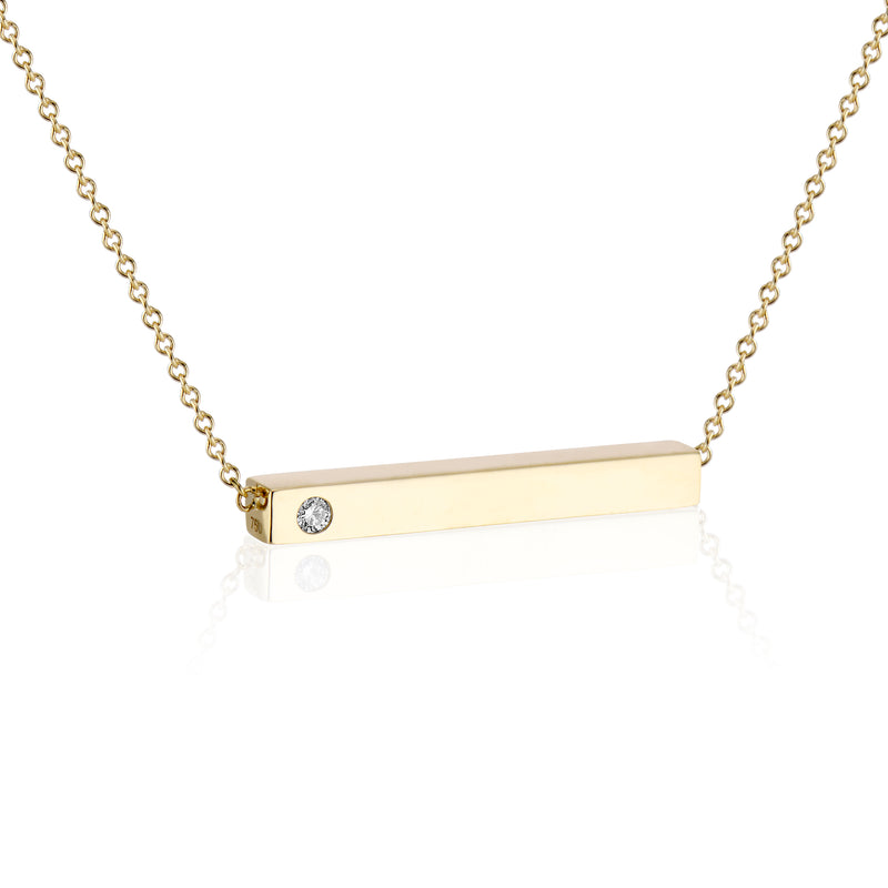 Tiffany T open horizontal diamond bar pendant in 18k gold. | Tiffany & Co.