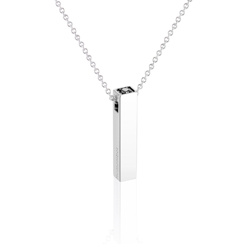 Horizontal Bar Necklace with 5 Diamond Shape pattern in Sterling Silver  1/10ct (I-J, I3), 17 inch - 11KNDA